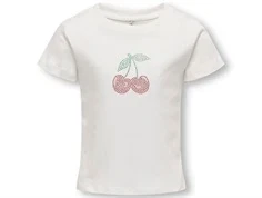 Kids ONLY t-shirt cloud dancer med similisten i kirsebær 